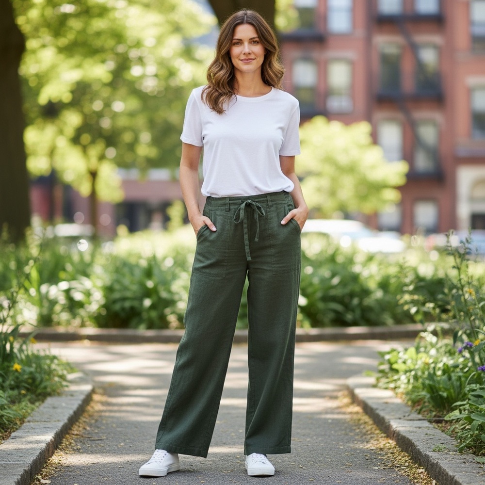 Jessica Sport Olive Green Linen blend Pants size 12